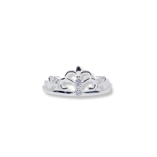 ANILLO CORONA FLOR DE LIS CON CIRCONES