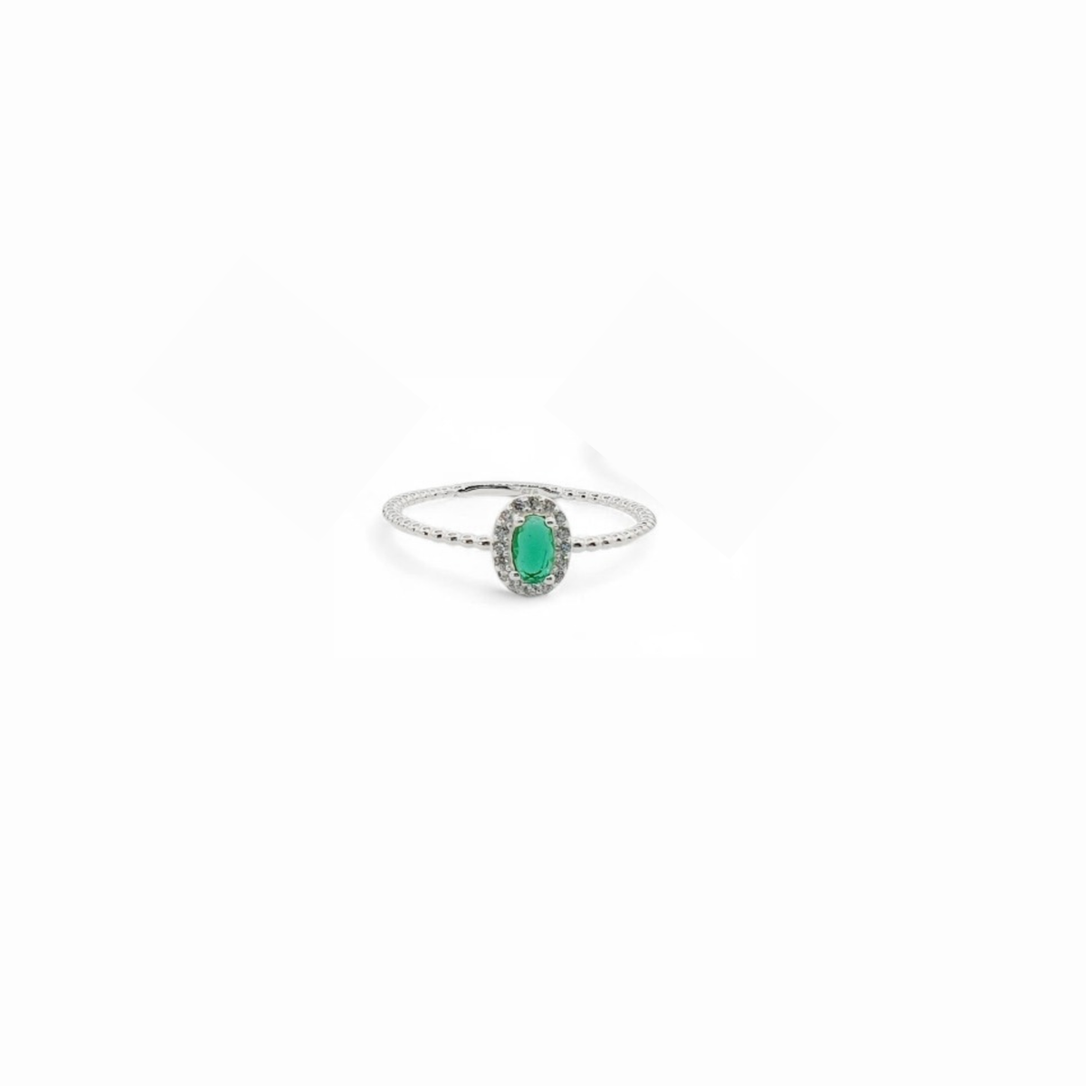 Anillo de Plata Italiana 925 con Circones en Forma Ovalada