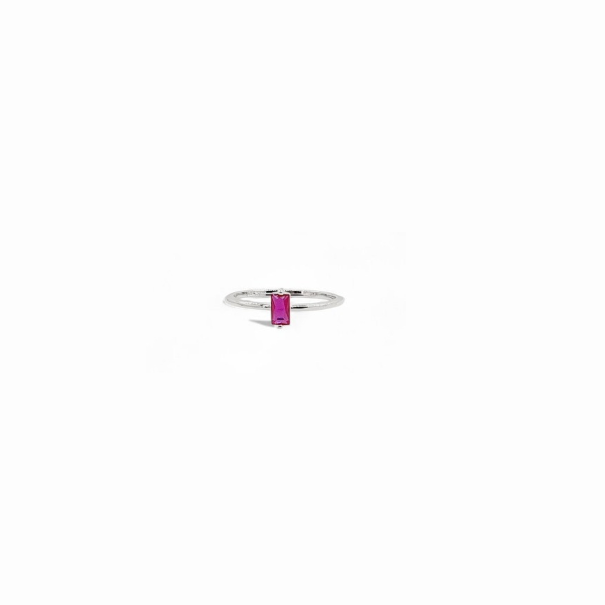 Anillo de Plata Italiana 925 con Circonita en Forma Rectangular