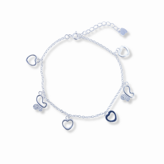 PULSERA  CORAZONES Y MARIPOSAS