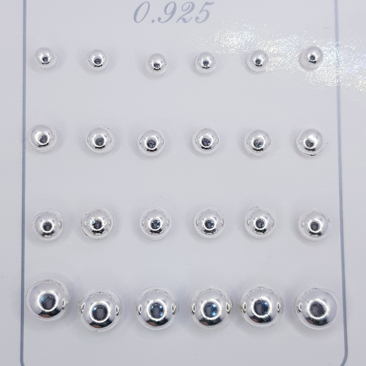 SET DE AROS BOLITAS MITAD DE PLATA 925