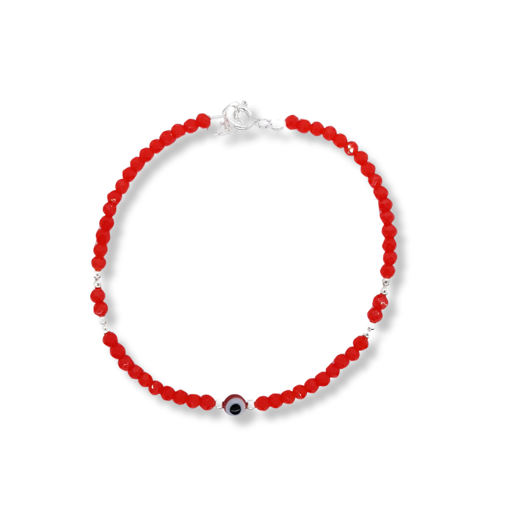 PULSERAS PROTECTORAS CON CRISTALES Y OJO TURCO ROJO