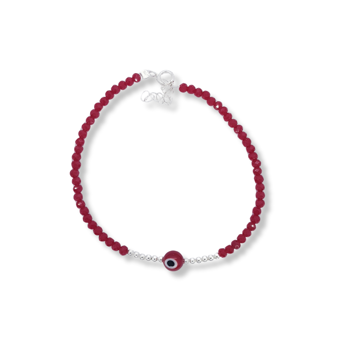 PULSERAS PROTECTORAS CON CRISTALES Y OJO TURCO ROJO