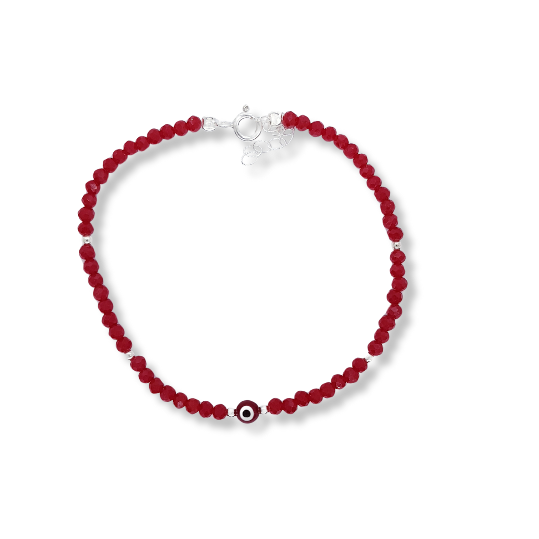 PULSERAS PROTECTORAS CON CRISTALES Y OJO TURCO ROJO