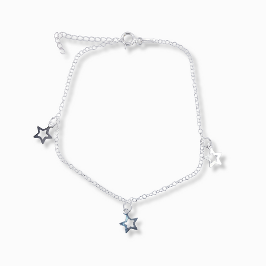 PULSERA CON ESTRELLITAS HUECAS DE PLATA
