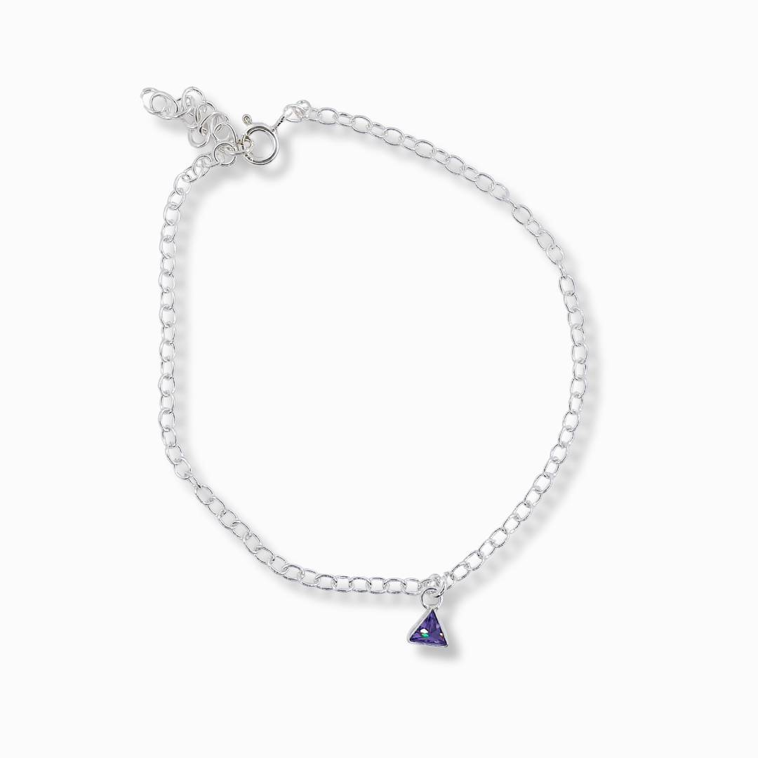 PULSERA DE PLATA TRIANGULAR AMATISTA